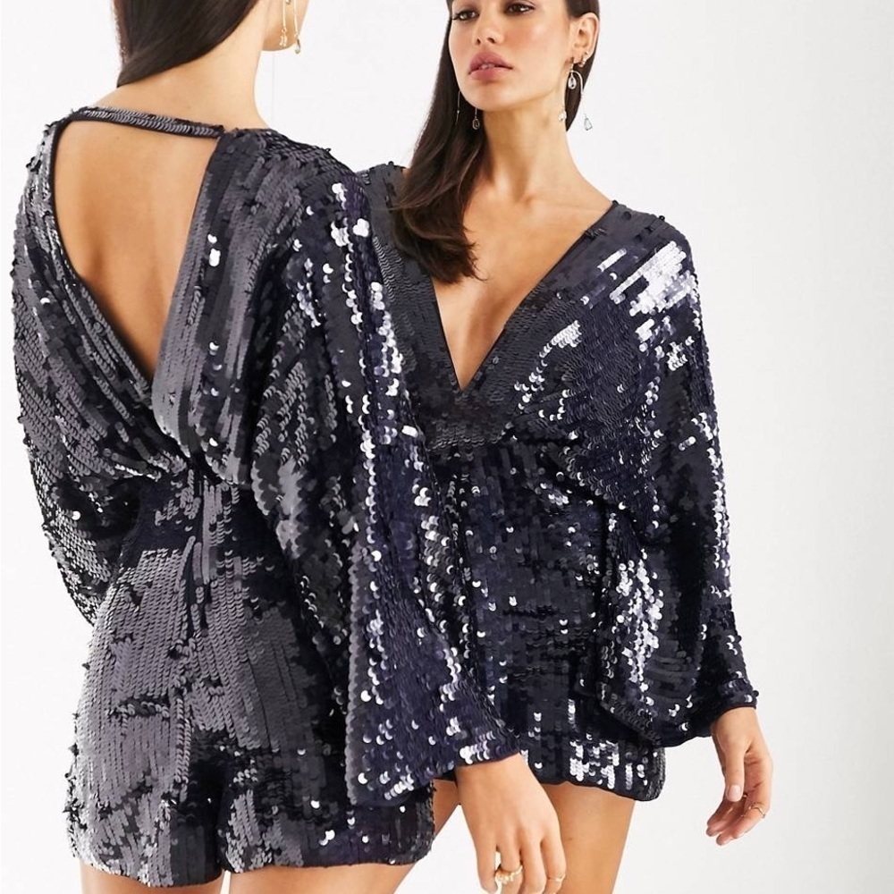 ASOS Glittering Black and Silver Romper